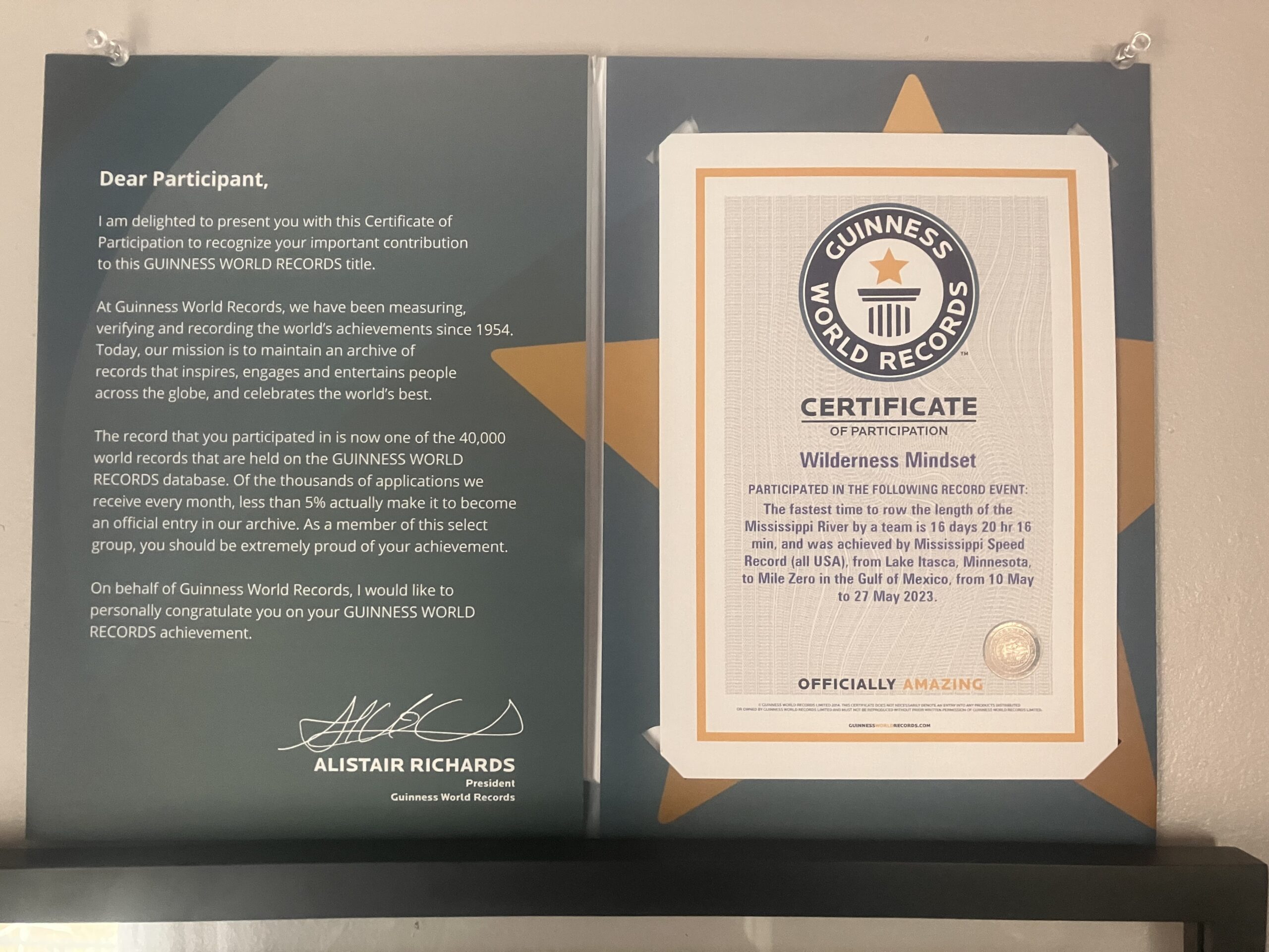 guinness world record certificate mississippi speed record